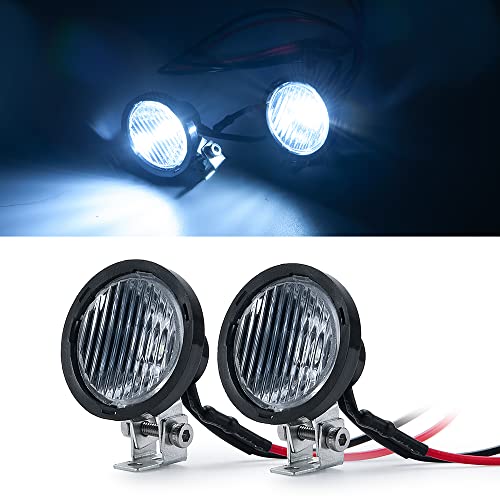 MORLORDY 2Pcs RC Roof Light Headlight Spotlight for 1/10 Scale Axial TRX4 TRX6 SCX10 90046 Redact Gen8 RC Crawler Buggy Truck,Round