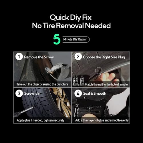 Tire Repair Rubber Nail Plug Kit, 36 Rubber Nail Plugs | 2 Size Reusable Rubber Tire Repair Screw Plugs, Screwdriver Included for Tire Repair, Car, Bicycle, SUV, ATV, Motorcycle - style: 36 nails