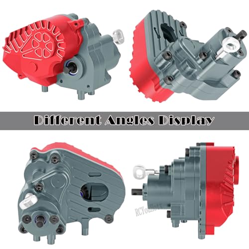 RC Transmission Gearbox Upgrades Part for 1/10 SCX10 AXI03004 Capra 1.9 UTB,Aluminum Complete Transmission Case Hops Up,Red-Titanium - color: Red-titanium-(rc Upgrades Part)