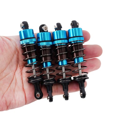 4PCS Oil Filled RC Shocks for 1/10 RC Cars, Adjustable Aluminum Shock Absorbers for Buggy Truggy Touring Drift Cars Monster Trucks (Blue 70mm)