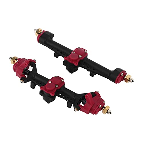RC Car Front Rear Portal Axle Kit High Performance Plastic Housing Upgraded Heightened Axle Assembly Set for 1/24 Axial SCX24 Crawler Truck (Black Red) - color: Black Red