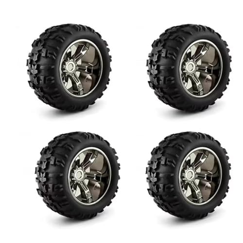 RC Car Upgrade Part for Arrma for Traxxas 1/10 4Pcs 150MM Tire Wheel Tyre 17Mm Hex RC Car RC for Buggy Truck(Silver) - size: Silver