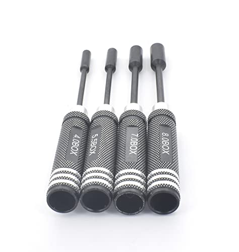 Hex Nut Driver Set Hexagonal Head Nut Wrench 4.0/5.5/7.0/8.0mm, 4Pcs RC Repair Tools Kit Socket Screwdrivers for RC Quadcopter Helicopter FPV Drone Car Airplane