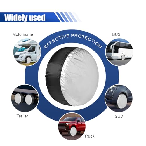 4PCS Car Tire Covers Set, Waterproof RV SUV Trailer Spare Tire Storage Bag with Handle, Portable Anti-UV Sun Snow Rain Wheel Cover, Dustproof Wheel Protector for 19-23 Inch Tires Diameter (L) - size: L