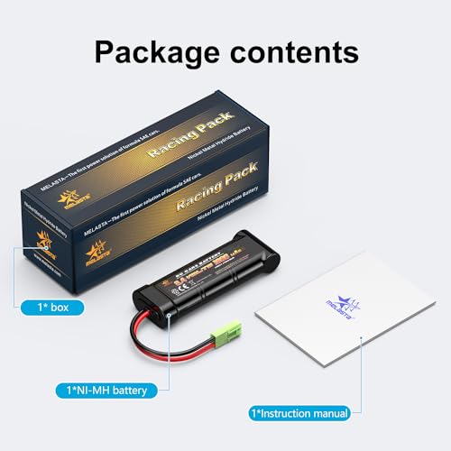 melasta 8.4V 1800mAh Flat NiMH Airsoft Battery – Mini Tamiya | Compatible with MP5, SCAR, M249, M240B, M60, G36, M14, RPK, PKM. Rechargeable pack for airsoft rifles.