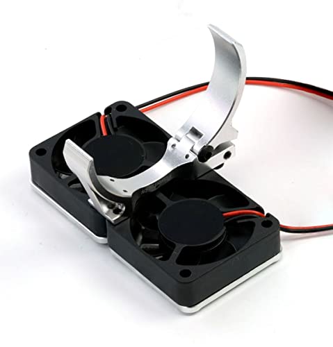 Powerhobby 1/8 Aluminum Heatsink 30mm Twin Turbo Dual High Speed Cooling Fans 28K (Silver) - color: Silver