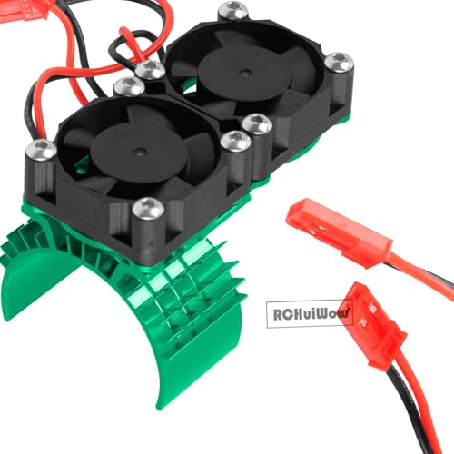 RC VXL-3s ESC Cooling Fan Heat Sink w/Dual Fan Heat Sink Upgrades Part for 1/10 Slash Rustler Stampede 4x4 VXL 4WD,High Velocity Fan Heatsink Hops Up,Green - color: Green(1set)