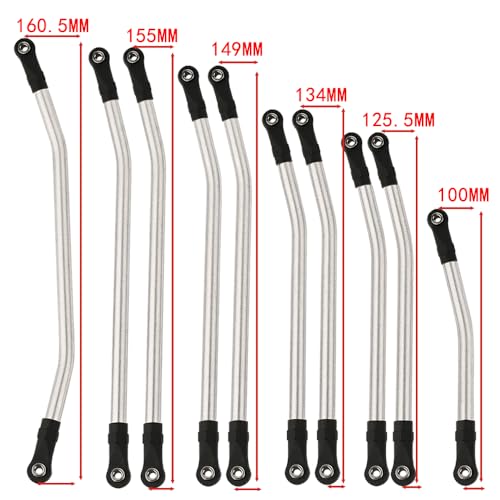 313mm Wheelbase 10Pcs Stainless Steel Link Rod Linkage for 1/10 RC Axial SCX10 II AX90046 AX90047 Rock Crawlers Metal Upgrade Parts