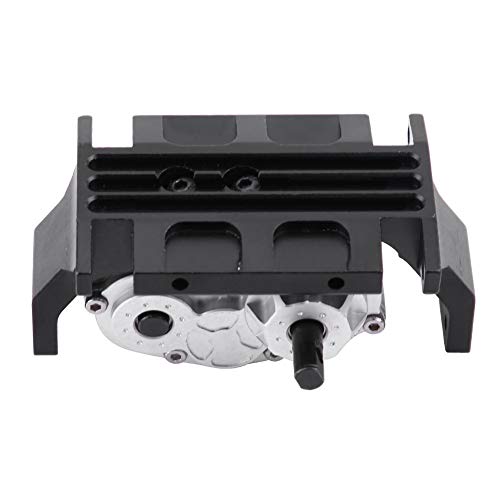 RC Transfer Case, 72mm CNC Machined Metal Gearbox with Mount for SCX10 D90 1/10 RC Crawler Car Black Silver