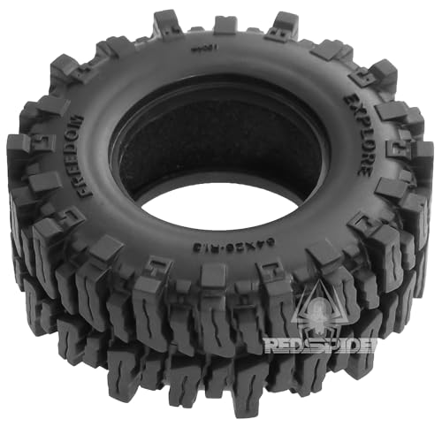 REDSPIDER RC 1.3inch Crawler Tires 64mm * 26mm Mud Slingers X Super Soft Sticky Tyres For RC 1/24 1/18 Scale Crawler TRX4M SCX24 FCX24 FCX18 (Tire) - color: Tire