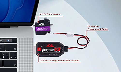 AGFRC Mini-Z Car 0.05Sec High-Speed RC Micro Servo Motor (A11CLS V3) | 1.4kg Torque, Titanium Gear, Coreless Motor, Programmable, Fits Mini-Z, 1/24-1/28 Scale RC Cars. 20x21x11.3mm, 11g - style: A11CLS V3 Purple