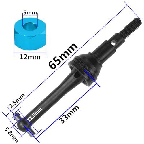 ShareGoo Steel CVD Drive Shaft Dogbone w/Hex Wheel Hubs Hex Adapter Compatible with MJX Hyper Go 14301 14302 1/14 RC Car (Black) - color: Black