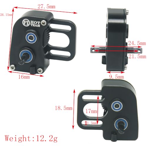 Hobby Aluminum DIY Gear Box Gearbox Transmission for SCX24 RC Parts Upgrade Parts (Black) - color: Black