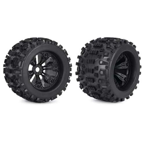 17mm Hex RC Wheels and Tires 2PCS RC Truck Buggy Preglued Tires Wheels for 1/8 1/10 Scale Arrma Kraton Notorious Outcast Typhon 6S 4S 3S Traxxas Maxx T Maxx Sledge Revo Upgrade Parts