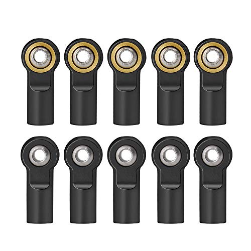 QUE-T 10pcs Metal Link Rod End M4 Ball Joint Head for RC Crawler Car (Black) - color: Black
