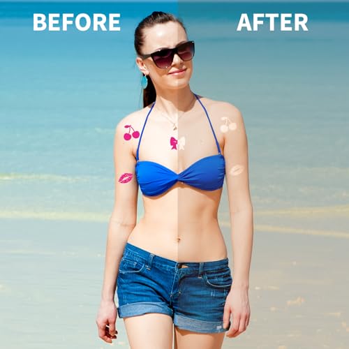 Whaline 500Pcs Tanning Sunbathing Stickers Hot Pink Trendy Y2k 2000s Summer Beach Self Adhesive Body Decals for Hawaiian Tropical Luau Salon Party Supplies
