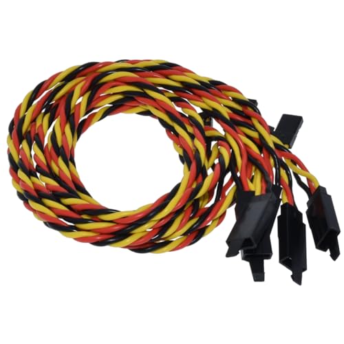 BackBayRC 20 AWG Twisted Servo Extension Cable with Safety Clip, 100-Strand Servo Wire, Gold Plated Pins, Silicone Insulation, JR-Style Plugs, 45 cm (18 in) 5-Pack - style: 45CM / 18in