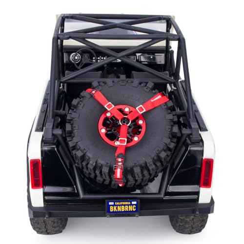 Y Strap for Spare Tire,1/10 Scale RC 3-Point Adjustable Spare Tire Tie Down Strap fit for Traxxas UDR TRX-4 Axial 90048 RR10 1.9" 2.2" Tire Roof Rack Accessories 3 Way Ratchet Strap Tie Down (Red) - color: Red