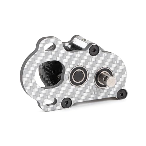 Performance Carbon Fiber Portal Transmission Gearbox for 1/10 RC Crawlers | 3:1 Gear Ratio, 36T 48P Spur Gear, White Carbon Case, Titanium Output Shafts, with Aluminum Axial 3 Gear Adapter Plate