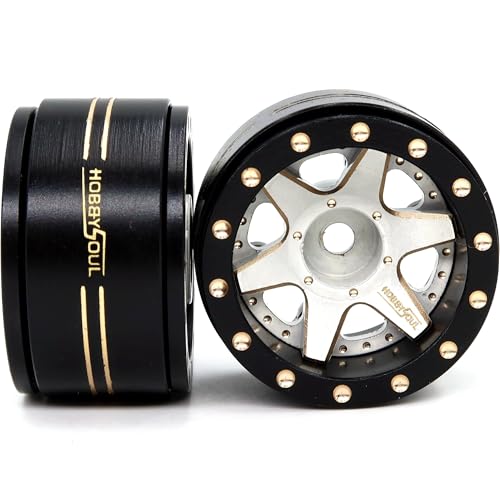 HOBBYSOUL Adjustable Offset Brass 1.0 Beadlock Wheels Negative Offset Heavy 1.0 Rims for RC Micro Crawler 1/18 TRX4M Axial SCX24 90081, (4-Pack) - color: Black & White