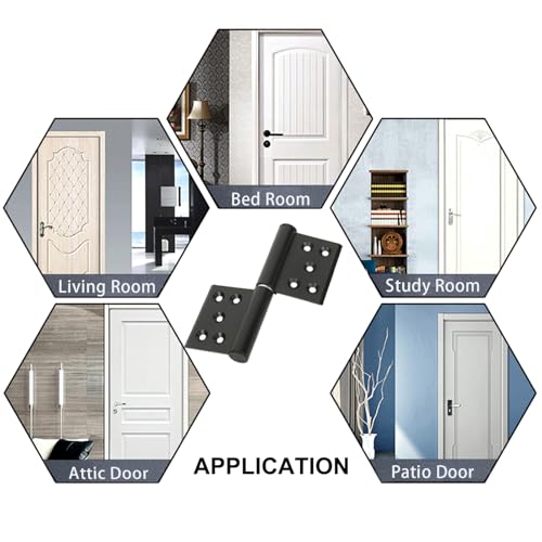 6 Pcs 4.8 Inch Lift Off Door Hinges, Removable Flag Hinges for Interior Door Improvement Box DIY, Heavy Duty, 3 Left and 3 Right, Black - size: 4.8in (3 left + 3 right)