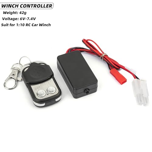 RC Metal Winch Wireless Remote Controller System for 1/10 RC Crawler Car Axial SCX10 90046 TRX4 TRX6 Gen8 Upgrade Parts (Black)