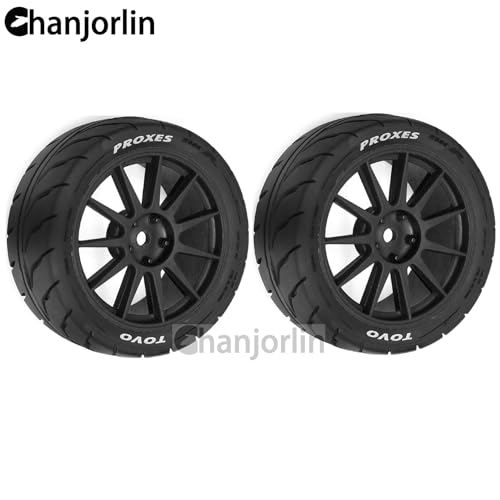 1/10 RC On Road Racing Tires and Wheels 12mm Hex OD 2.72'' RC Rally Street Tyres for 1:10 Scale Touring Drift Car Tamiya TT01 TT02 XV01 TA06 A959 PTG2 HPI KYOSHO HSP Traxxas 4PCS (Black) - color: Black