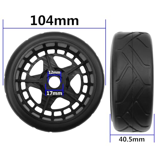 ShareGoo RC 1/8 Buggy Tires OD 4.09" Street Tires w/Plastic Wheel Rims 17mm Hex Compatible with Arrma 1/8 Typhon Talion Redcat Losi HPI HSP Kyosho 1/8 RC On Road Racing Car (5-Spoke) - color: 5-spoke