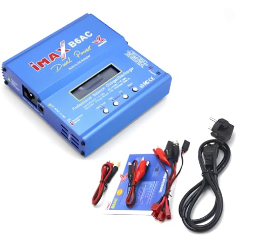 Imax B6 AC RC Charger 80W 6A Balance Charger with Digital LCD Screen Dual AC/DC Power Supply Li-ion Life Nimh Nicd PB Lipo Battery Discharger for RC Car Plane Boat - color: B6AC T plug