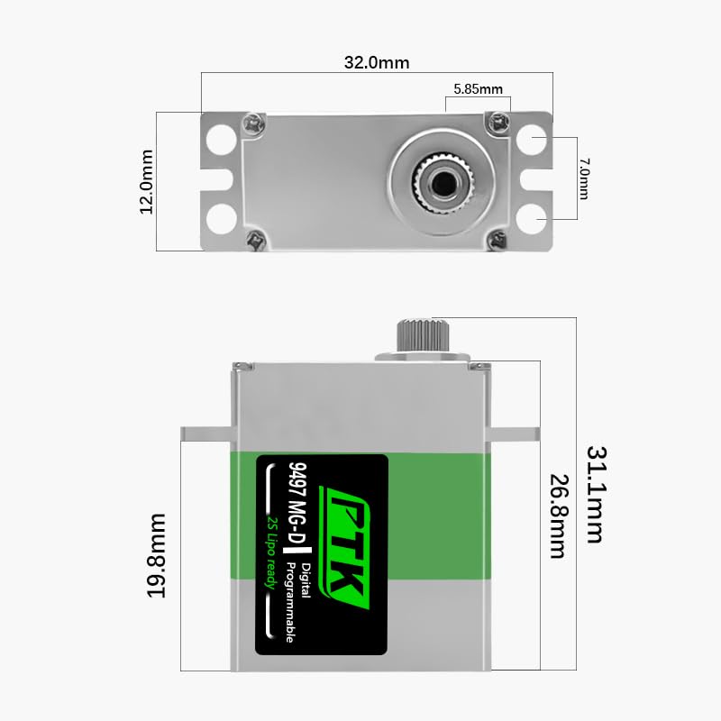 PTK 9497 MG-D Coreless Digital All Metal Servo High Torque 13 kg Micro Servo RC Upgrade Parts for SCX24 TRX4M TRX4MT 1/18 1/24 Crawler Cars Robots Helicopter Fixed Wing (4pcs) - style: PTK 9497-4pcs