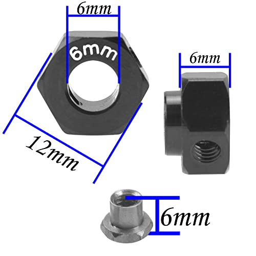 ShareGoo Aluminum RC 12mm Hex Extended Wheel Hex Hub Extension 6mm Offset Spacers Compatible with Traxxas TRX4 TRX6 1/10 RC Crawler (6mm, Black) - color: Black, size: 6mm