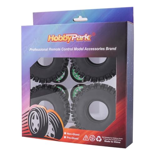HobbyPark Soft Rubber 1/10 RC Crawler 1.9 Mud Slingers Tires 4.7inch 120mm and 1.9 Beadlocks Wheels Set for Scale RC4WD Axial SCX10 TRX4 Redcat Gen 8 Good Grip w/Foams (Green & Black Rims) - color: Green & Black Rims