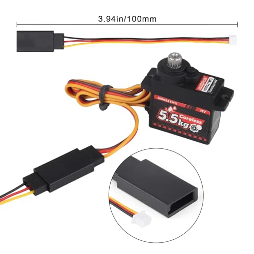 HobbyPark Waterproof Micro Servo Coreless Motor Metal Gear Digital Servos 5.5kg High Torque Mini Servo for FCX24 Axial SCX24 AX24 1/24 RC Crawler Car Upgrades Replacement