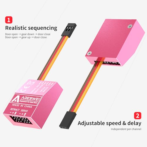 ARESWEI 3CH RC Landing Gear Sequencer Servo Controller for RC Jet Warbird | Dual flight modes, adjustable timing & servo reverse, 4.8V-8V, plug-and-play for RC warbird jet retractable gear
