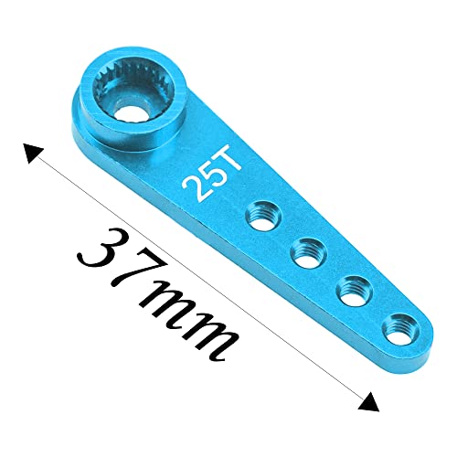 5Pcs ShareGoo 25T Servo Horn 37mm Metal 25 Teeth Extension Steering Arm Server Compatible with Futaba Savox Power HD HSP MG995 MG996 Servos for RC Car Truck (Blue) - color: Blue