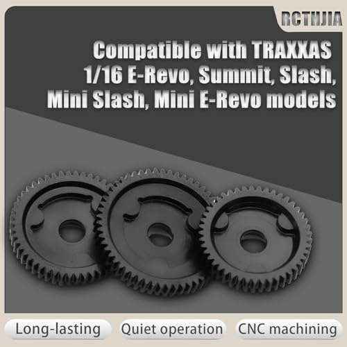 48P 55T Hardened Steel Spur Gear for TRAXXAS 1/16 E-Revo VXL, Summit, Slash, Mini E-Revo & Mini Slash - High Precision & Durable Upgrade (45# Steel) - size: 55T