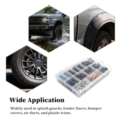 160 Pack Metal 14-Size Phillips Round-Head Self-Tapping Screw Kit | body bumper and hood applications, vehicle retainer mounting, fits SUVs RVs and cars, automotive fastening hardware