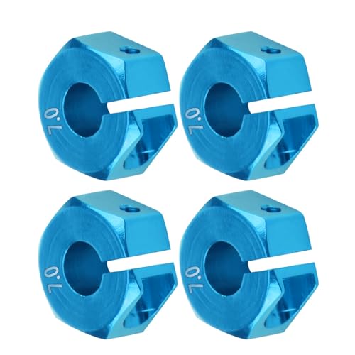 4 Pcs Universal Wheel Hex Hub Adapters,12mm Wheel Hex Mount with Pins and Screws,Wheel Hex Drive Adapters Hub RC Model Vehicle Accessory for RC Spare Part RC Car Upgrade Parts (7.0MM Blue) - size: 7.0MM blue
