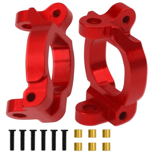 ShareGoo Metal Swing Arms Steering Knuckle Carrier & Steering Assembly Upgrade Parts Compatible with Remo Hobby Smax 1621 1625 1631 1635 1651 1655 1/16 RC Car (Red) - color: Red