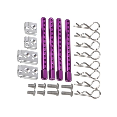 RC Body Post for Tamiya TT-02/ TT-02FT/ TT-02D/ TT-02RR 1/10 RC Car Shell Column Body Post Mounts with Clips Upgrade Parts Accessories (Purple) - color: Purple