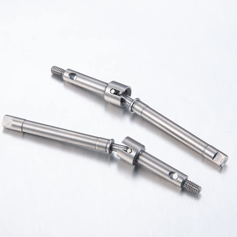 MORLORDY 2Pcs RC Stainless Steel Front Drive Shaft Steering CVD Set for 1/24 RC Crawler Car SCX24 Upgrades AXI90081 AXI00001 AXI00002 Deadbolt C10 JLU Accessories