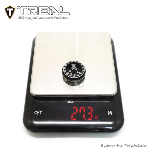 Treal 1.0 Beadlock SCX24 Wheels (4P) Classic 5-Star 1" Micro Bead lock Wheel for Axial 1/24 SCX24 Dodge Deadbolt C10 Gladiator Crawler 27.3g (Black-Black) - color: Black-Black