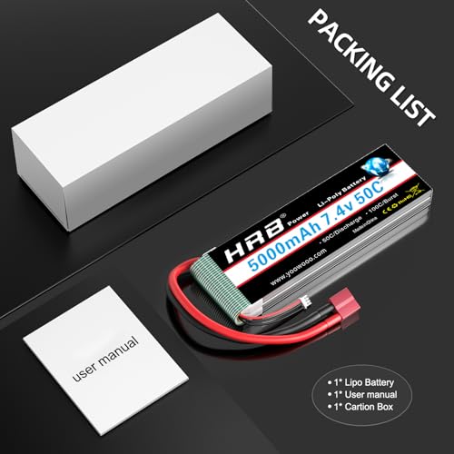 HRB 2S 5000mAh Lipo Battery 50C 7.4V Compatible with RC Plane