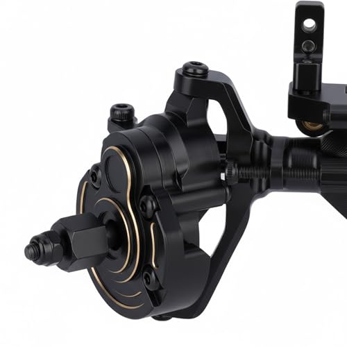 Ascent-18 Portal Axle Set for Redcat Ascent-18 Upgrade, CNC Aluminum Front & Rear Axles with Brass Portal Covers, Steel Gears, Servo Mount & Steering Links (Black) - color: Black