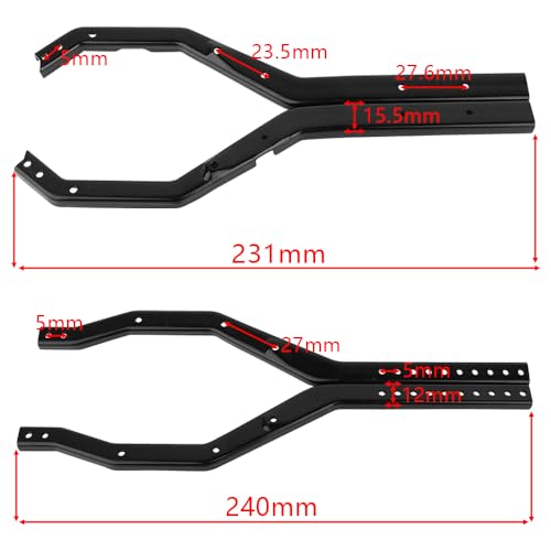 Heavy Duty Wheelbase Adjustable Metal Chassis Frame Rail Set for 1/10 RC Crawler Axial SCX10 III Gladiator Wrangler Upgrade Part (Black) - color: Black