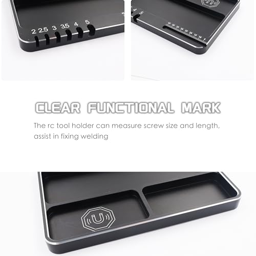 Universal Aluminium RC Screw Tray with Magnetic Pad for RC Model Repair | Parts Tray Organizer,Magnetic Mat Electronic Repair Kit Tool Organizer,High Strength,CNC Aluminium