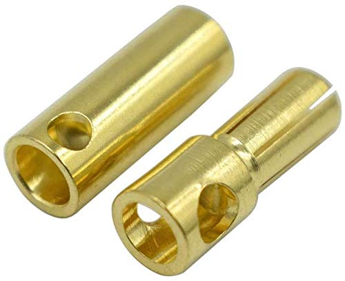 20 Pairs Gold-Plated 5MM 5.0MM Banana Plug Bullet Male and Female Connector Adapter for RC Lipo Battery ESC Motors (5.0MM) - size: 20Pairs 5.0MM