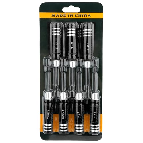 7-in-1 Mini Hex Screwdriver Set (0.05"/1.5mm, 2.0mm,2.5mm & Box Wrench (4.0mm,5.5mm) Nut Screw Driver|RC Tool Kit|Phillips| Compatible with TRX4M SCX24 1/24 1/18 1/16 RC Cars Drone Repair(Black) - color: Black