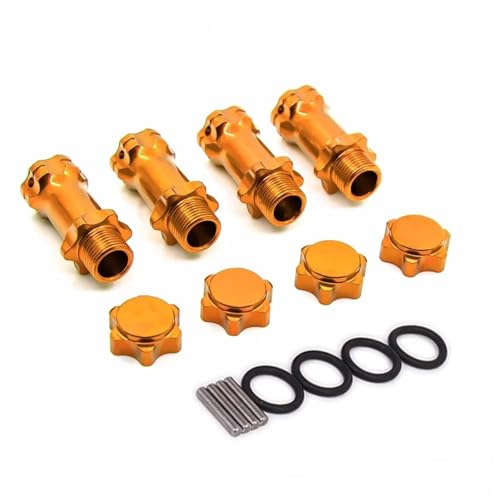 Parts For HSP 1/8 Scale Monster Truck Truggy RC Car 89108 17mm Wheel Hex 30mm Longer Enhanced Mount Adapter Cap Hub Parts(Yellow) - color: Yellow