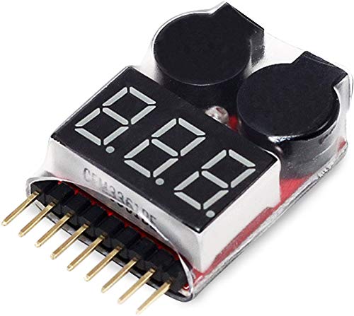 5PCS 2in1 1-8s Lipo Battery Voltage Tester,RC Low Voltage Buzzer Alarm,Battery Monitor Checker Tester for 1-8s Lipo/Li-ion/LiMn/Li-Fe